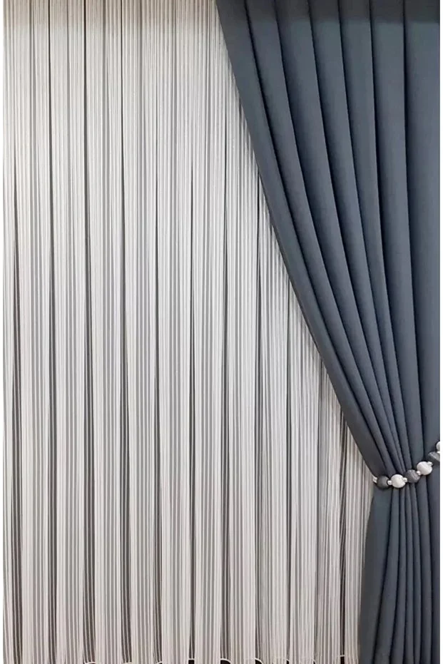 Çizgili Beyaz Tül Perde - Kalın Gramajlı, 1/3 Sık Pile - Ütü İstemez Çizgili Beyaz Tül Perde - Kalın Gramajlı, 1/3 Sık Pile - Ütü İstemez